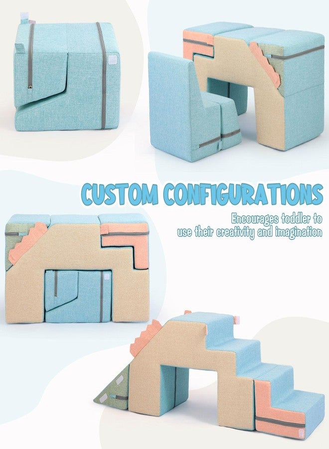 Asweets 4 in 1 Foam Climbing Blocks for Toddlers, Indoor Soft Climb and Crawl Play Climbing Toys for Creativity & Imagination, (Linen-Blue-Pink) - Image 5